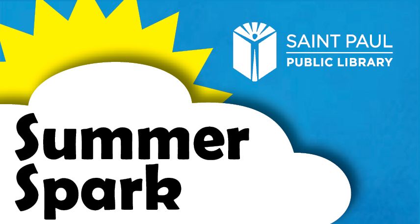 Summer Spark image with words at the St Paul Public Library