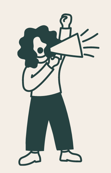 Illustration of woman yelling into a megaphone