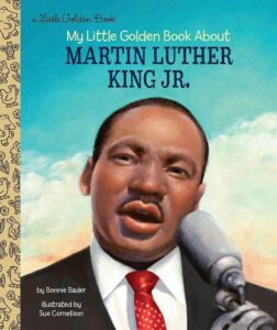 Martin Luther King, Jr. speaking into a microphone, illustration 