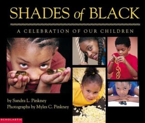 Five separate photographs of Black children's faces.